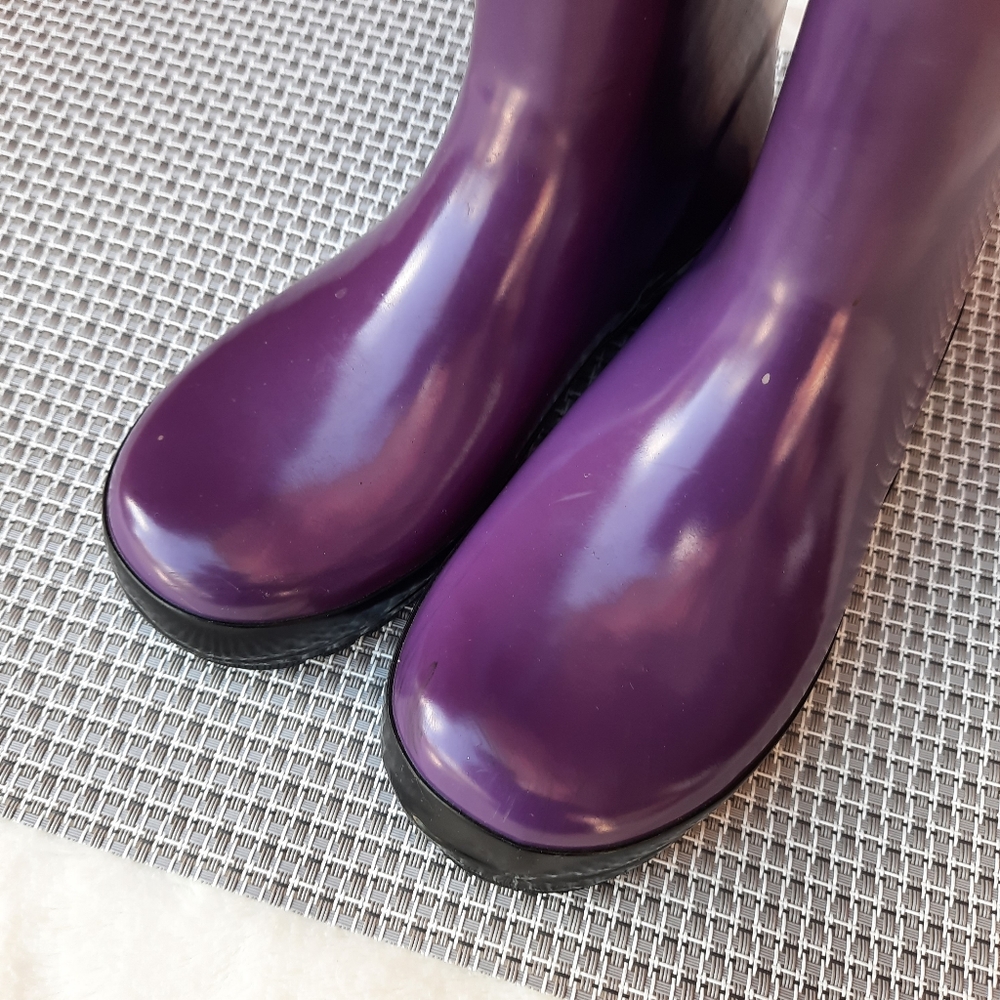 Roma Purple and Black Rain Boots Rubber Galoshes Spring Summer Youth 3 - Picture 3 of 13